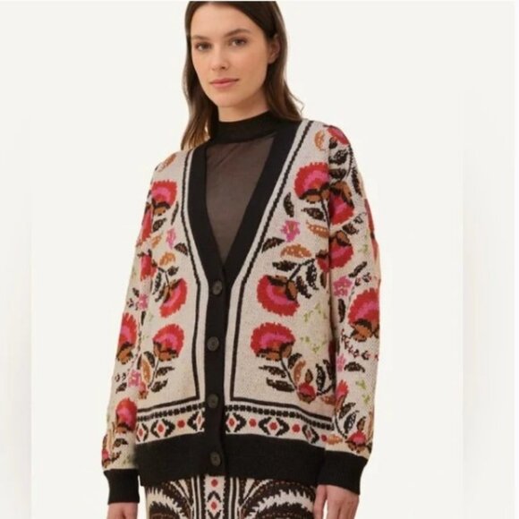 Farm Rio Sand Palms Paradise Knit Cardigan - Size Small - Picture 6 of 7